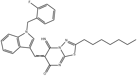 6-{[1-(2-fluorobenzyl)-1H-indol-3-yl]methylene}-2-heptyl-5-imino-5,6-dihydro-7H-[1,3,4]thiadiazolo[3,2-a]pyrimidin-7-one|