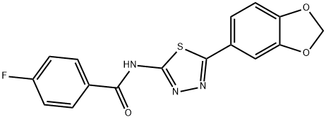 N-[5-(1,3-benzodioxol-5-yl)-1,3,4-thiadiazol-2-yl]-4-fluorobenzamide 结构式