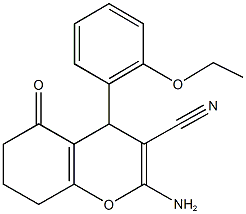 2-amino-4-(2-ethoxyphenyl)-5-oxo-5,6,7,8-tetrahydro-4H-chromene-3-carbonitrile Struktur