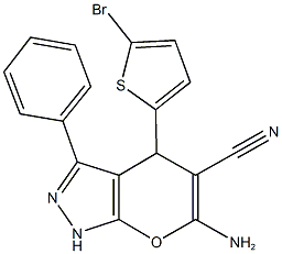 6-amino-4-(5-bromothien-2-yl)-3-phenyl-1,4-dihydropyrano[2,3-c]pyrazole-5-carbonitrile|