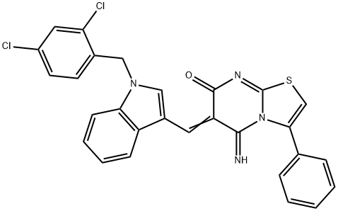 6-{[1-(2,4-dichlorobenzyl)-1H-indol-3-yl]methylene}-5-imino-3-phenyl-5,6-dihydro-7H-[1,3]thiazolo[3,2-a]pyrimidin-7-one,381188-68-7,结构式
