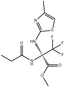 methyl 3,3,3-trifluoro-2-[(4-methyl-1,3-thiazol-2-yl)amino]-2-(propionylamino)propanoate Struktur