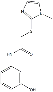 N-(3-hydroxyphenyl)-2-[(1-methyl-1H-imidazol-2-yl)sulfanyl]acetamide,381193-60-8,结构式