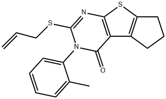 2-(allylsulfanyl)-3-(2-methylphenyl)-3,5,6,7-tetrahydro-4H-cyclopenta[4,5]thieno[2,3-d]pyrimidin-4-one,381196-47-0,结构式