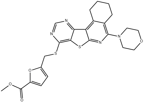 381203-79-8 methyl 5-{[(5-morpholin-4-yl-1,2,3,4-tetrahydropyrimido[4',5':4,5]thieno[2,3-c]isoquinolin-8-yl)sulfanyl]methyl}-2-furoate