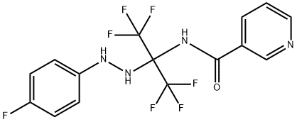 N-[2,2,2-trifluoro-1-[2-(4-fluorophenyl)hydrazino]-1-(trifluoromethyl)ethyl]nicotinamide,381204-42-8,结构式