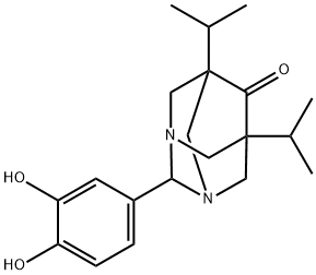 2-(3,4-dihydroxyphenyl)-5,7-diisopropyl-1,3-diazatricyclo[3.3.1.1~3,7~]decan-6-one Struktur