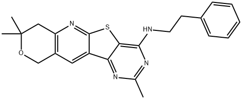 N-(2-phenylethyl)-N-(2,8,8-trimethyl-7,10-dihydro-8H-pyrano[3'',4'':5',6']pyrido[3',2':4,5]thieno[3,2-d]pyrimidin-4-yl)amine Struktur