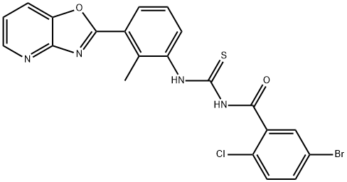 N-(5-bromo-2-chlorobenzoyl)-N'-(2-methyl-3-[1,3]oxazolo[4,5-b]pyridin-2-ylphenyl)thiourea,381206-96-8,结构式