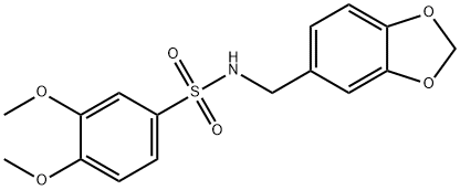 N-(1,3-benzodioxol-5-ylmethyl)-3,4-dimethoxybenzenesulfonamide Struktur