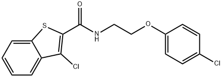 3-chloro-N-[2-(4-chlorophenoxy)ethyl]-1-benzothiophene-2-carboxamide 结构式