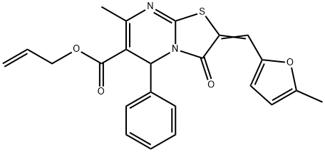 allyl 7-methyl-2-[(5-methyl-2-furyl)methylene]-3-oxo-5-phenyl-2,3-dihydro-5H-[1,3]thiazolo[3,2-a]pyrimidine-6-carboxylate Struktur