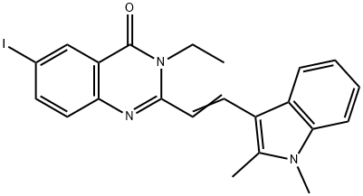 2-[2-(1,2-dimethyl-1H-indol-3-yl)vinyl]-3-ethyl-6-iodo-4(3H)-quinazolinone Struktur