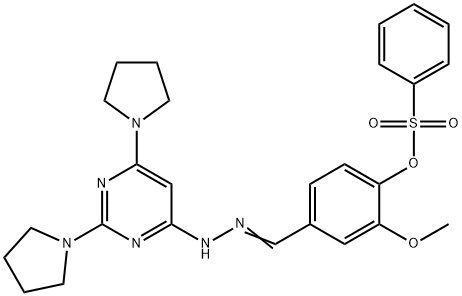 4-{2-[2,6-di(1-pyrrolidinyl)-4-pyrimidinyl]carbohydrazonoyl}-2-methoxyphenyl benzenesulfonate,381692-26-8,结构式