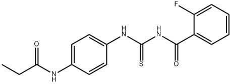 N-[4-({[(2-fluorobenzoyl)amino]carbothioyl}amino)phenyl]propanamide Struktur