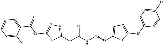 N-(5-{2-[2-({5-[(4-chlorophenyl)sulfanyl]-2-furyl}methylene)hydrazino]-2-oxoethyl}-1,3,4-thiadiazol-2-yl)-2-methylbenzamide|