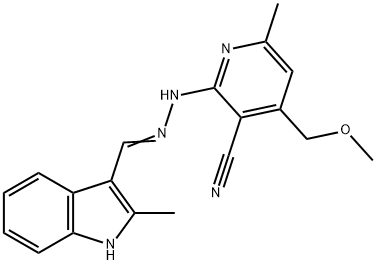 4-(methoxymethyl)-6-methyl-2-{2-[(2-methyl-1H-indol-3-yl)methylene]hydrazino}nicotinonitrile,381702-12-1,结构式