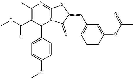 methyl 2-[3-(acetyloxy)benzylidene]-5-(4-methoxyphenyl)-7-methyl-3-oxo-2,3-dihydro-5H-[1,3]thiazolo[3,2-a]pyrimidine-6-carboxylate 结构式