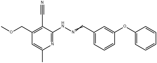 4-(methoxymethyl)-6-methyl-2-[2-(3-phenoxybenzylidene)hydrazino]nicotinonitrile,381708-13-0,结构式