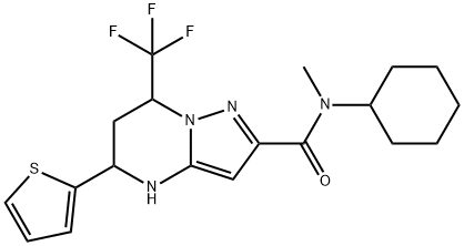 N-cyclohexyl-N-methyl-5-(2-thienyl)-7-(trifluoromethyl)-4,5,6,7-tetrahydropyrazolo[1,5-a]pyrimidine-2-carboxamide Struktur