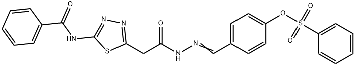 4-(2-{[5-(benzoylamino)-1,3,4-thiadiazol-2-yl]acetyl}carbohydrazonoyl)phenyl benzenesulfonate,381710-64-1,结构式