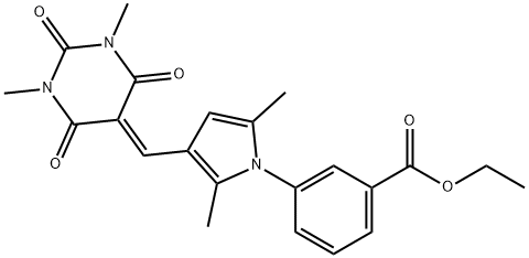 ethyl 3-{3-[(1,3-dimethyl-2,4,6-trioxotetrahydro-5(2H)-pyrimidinylidene)methyl]-2,5-dimethyl-1H-pyrrol-1-yl}benzoate Structure