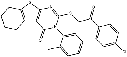 2-{[2-(4-chlorophenyl)-2-oxoethyl]sulfanyl}-3-(2-methylphenyl)-5,6,7,8-tetrahydro[1]benzothieno[2,3-d]pyrimidin-4(3H)-one Structure