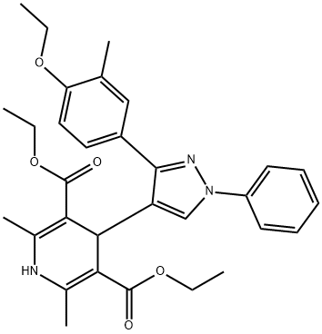 diethyl 4-[3-(4-ethoxy-3-methylphenyl)-1-phenyl-1H-pyrazol-4-yl]-2,6-dimethyl-1,4-dihydro-3,5-pyridinedicarboxylate 结构式