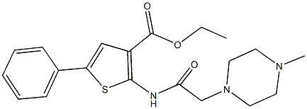ethyl 2-{[(4-methyl-1-piperazinyl)acetyl]amino}-5-phenyl-3-thiophenecarboxylate 结构式
