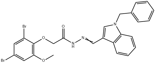 N'-[(1-benzyl-1H-indol-3-yl)methylene]-2-(2,4-dibromo-6-methoxyphenoxy)acetohydrazide 化学構造式