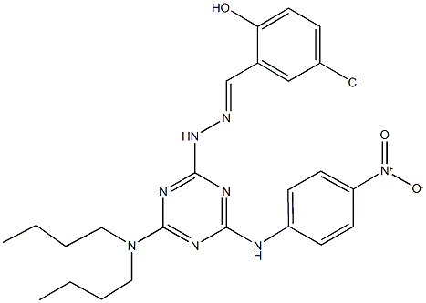 5-chloro-2-hydroxybenzaldehyde (4-(dibutylamino)-6-{4-nitroanilino}-1,3,5-triazin-2-yl)hydrazone,382155-23-9,结构式