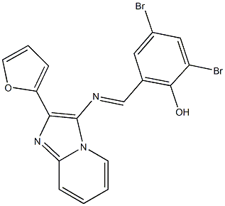 2,4-dibromo-6-({[2-(2-furyl)imidazo[1,2-a]pyridin-3-yl]imino}methyl)phenol Struktur