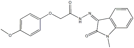 2-(4-methoxyphenoxy)-N'-(1-methyl-2-oxo-1,2-dihydro-3H-indol-3-ylidene)acetohydrazide 化学構造式