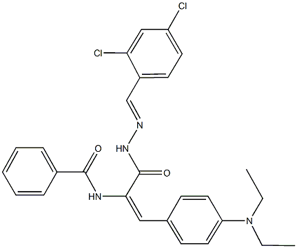 N-{1-{[2-(2,4-dichlorobenzylidene)hydrazino]carbonyl}-2-[4-(diethylamino)phenyl]vinyl}benzamide,382164-06-9,结构式