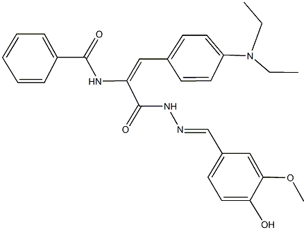 N-(2-[4-(diethylamino)phenyl]-1-{[2-(4-hydroxy-3-methoxybenzylidene)hydrazino]carbonyl}vinyl)benzamide,382164-16-1,结构式