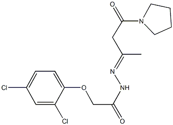 2-(2,4-dichlorophenoxy)-N'-[1-methyl-3-oxo-3-(1-pyrrolidinyl)propylidene]acetohydrazide Structure