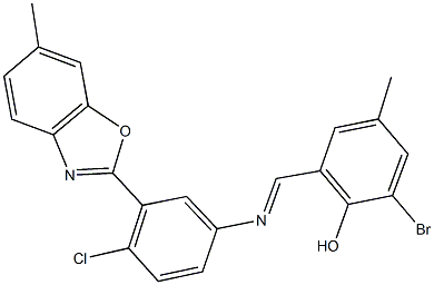 382166-93-0 2-bromo-6-({[4-chloro-3-(6-methyl-1,3-benzoxazol-2-yl)phenyl]imino}methyl)-4-methylphenol