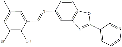 2-bromo-4-methyl-6-({[2-(3-pyridinyl)-1,3-benzoxazol-5-yl]imino}methyl)phenol Struktur