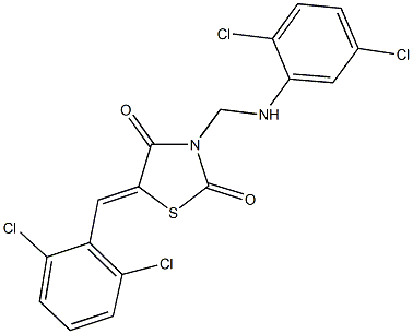 3-[(2,5-dichloroanilino)methyl]-5-(2,6-dichlorobenzylidene)-1,3-thiazolidine-2,4-dione 化学構造式