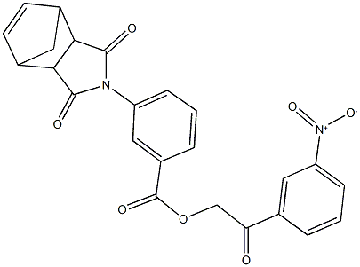 2-{3-nitrophenyl}-2-oxoethyl 3-(3,5-dioxo-4-azatricyclo[5.2.1.0~2,6~]dec-8-en-4-yl)benzoate 化学構造式