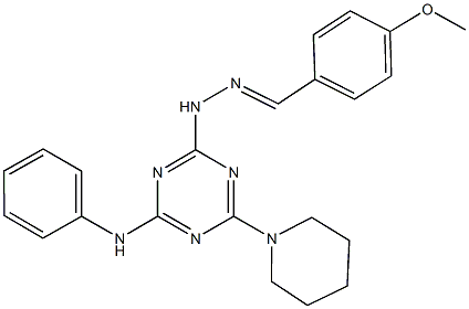4-methoxybenzaldehyde [4-anilino-6-(1-piperidinyl)-1,3,5-triazin-2-yl]hydrazone 化学構造式