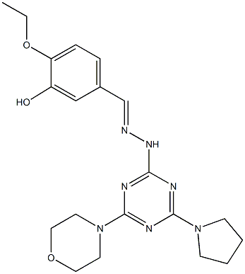 4-ethoxy-3-hydroxybenzaldehyde [4-(4-morpholinyl)-6-(1-pyrrolidinyl)-1,3,5-triazin-2-yl]hydrazone 化学構造式