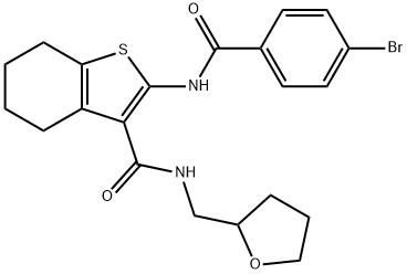 2-[(4-bromobenzoyl)amino]-N-(tetrahydro-2-furanylmethyl)-4,5,6,7-tetrahydro-1-benzothiophene-3-carboxamide,383370-15-8,结构式