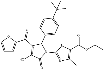 ethyl 2-[2-(4-tert-butylphenyl)-3-(2-furoyl)-4-hydroxy-5-oxo-2,5-dihydro-1H-pyrrol-1-yl]-4-methyl-1,3-thiazole-5-carboxylate Struktur