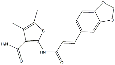 2-{[3-(1,3-benzodioxol-5-yl)acryloyl]amino}-4,5-dimethyl-3-thiophenecarboxamide Struktur
