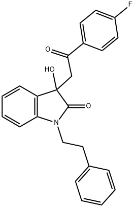 3-[2-(4-fluorophenyl)-2-oxoethyl]-3-hydroxy-1-(2-phenylethyl)-1,3-dihydro-2H-indol-2-one Struktur