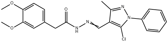 N'-[(5-chloro-3-methyl-1-phenyl-1H-pyrazol-4-yl)methylene]-2-(3,4-dimethoxyphenyl)acetohydrazide Struktur