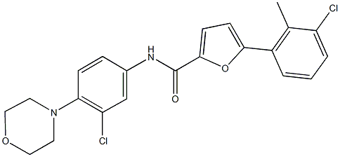 5-(3-chloro-2-methylphenyl)-N-[3-chloro-4-(4-morpholinyl)phenyl]-2-furamide 化学構造式