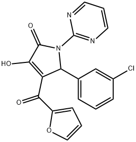 5-(3-chlorophenyl)-4-(2-furoyl)-3-hydroxy-1-(2-pyrimidinyl)-1,5-dihydro-2H-pyrrol-2-one,383904-00-5,结构式