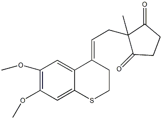 2-[2-(6,7-dimethoxy-2,3-dihydro-4H-thiochromen-4-ylidene)ethyl]-2-methyl-1,3-cyclopentanedione 结构式